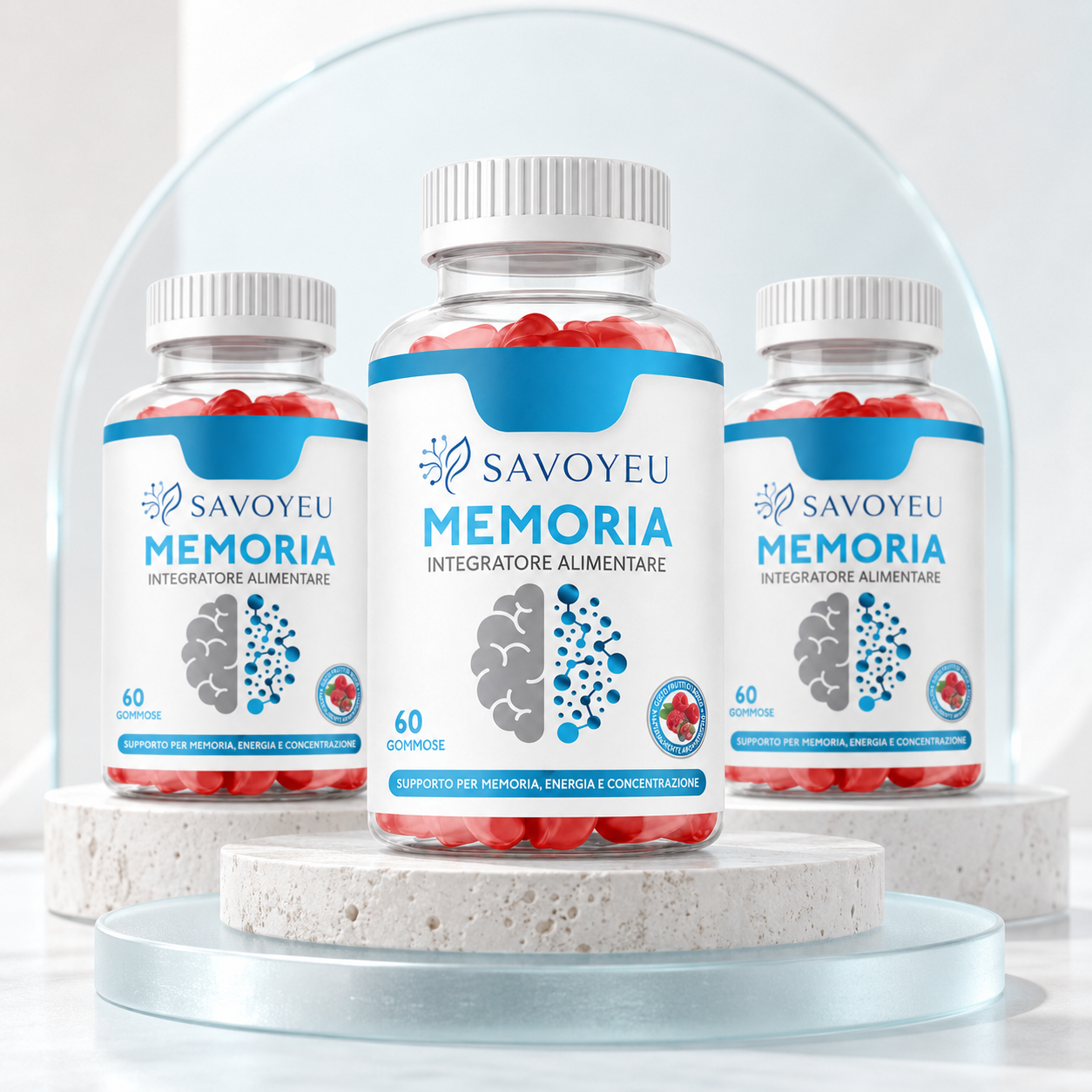 Flacone Memoria Gummies, integratore alimentare da 60 gummies